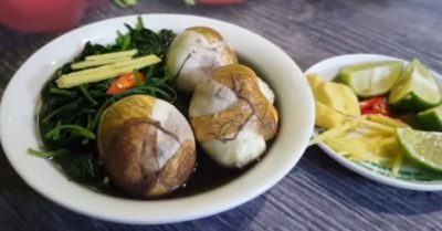 Trứng vịt lộn hầm ngải cứu giúp người gầy tăng cân