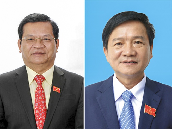 Bí thư Tỉnh ủy Quảng Ngãi Lê Viết Chữ (trái), Chủ tịch UBND tỉnh Quảng Ngãi Trần Ngọc Căng.