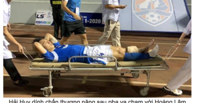 Cầu thủ Quảng Ninh bị gãy chân trong trận thua Hà Tĩnh