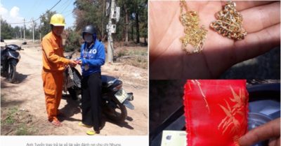 Nhặt được tiền – vàng, anh thợ điện đứng đợi tìm người trả lại