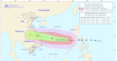 Bão cuồng phong cấp 1 – Bão số 9 đã đi vào Biển Đông Việt Nam