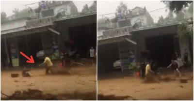 Clip chạy ra cứu người đàn ông ở Nam Trà My bị lũ, đất cuốn sau bão số 9