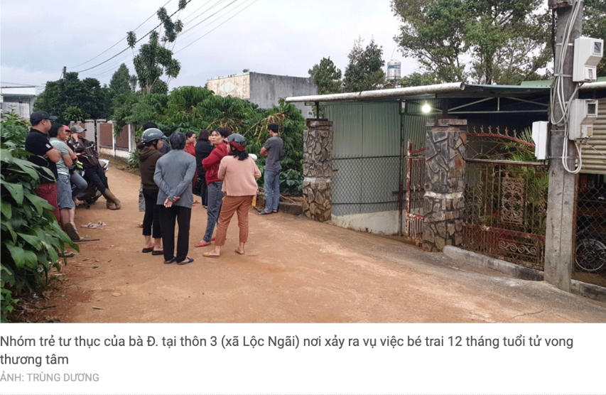 Nhóm trẻ tư thục của bà Đ.tại thôn 3, xã Lộc Ngãi, huyện Bảo Lâm, Lâm Đồng nơi xảy ra vụ việc. 