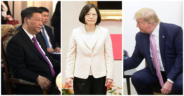 Giới quan sát cho rằng Đài Loan cần đứng vững trước mối đe dọa từ Trung Quốc; trong khi quan hệ Mỹ - Trung đang đứng trước nguy hiểm sắp tới. Trong ảnh là Chủ tịch Trung Quốc Tập Cận Bình; Tổng thống Đài Loan Thái Anh Văn; Tổng thống Mỹ Donald Trump