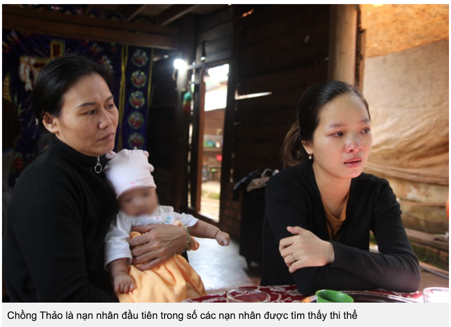 Chị Thảo là vợ của Trần Văn Lộc (25 tuổi), một trong những nạn nhân tử nạn tại sự cố Thủy điện Rào Trăng 3.