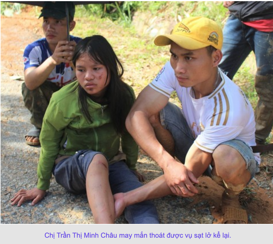 Chị Trần Thị Minh Châu may mắn thoát được vụ sạt lở kể lại.