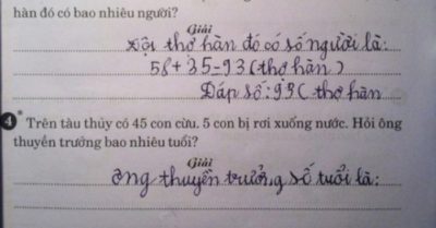 Bài toán lớp 2 gây tranh cãi: ‘Có 45 con cừu, 5 con rơi xuống nước. Hỏi thuyền trưởng bao nhiêu tuổi?’
