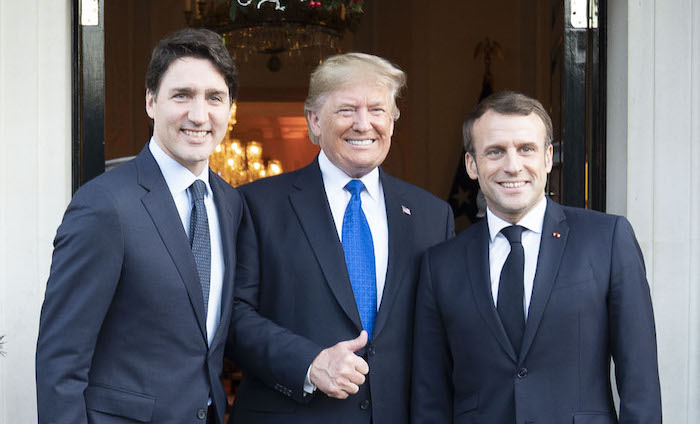 Tổng thống Mỹ Donald J. Trump gặp Tổng thống Pháp Emmanuel Macron và Thủ tướng Canada Justin Trudeau ở Luân Đôn, Anh Quốc ngày 3/12/2019 (ảnh: Nhà Trắng).