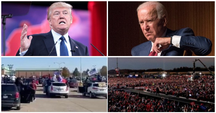 Tổng thống Donald Trump và ứng viên Joe Biden thường có các cuộc mít tinh mang phong cách trái ngược nhau