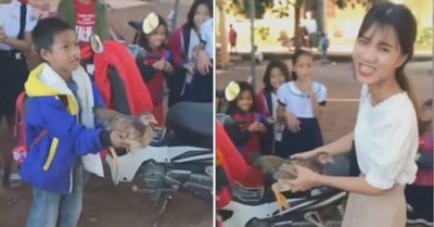 Video: Cậu bé vùng cao ôm gà đến trường tặng cô giáo ngày 20/11 khiến CĐM thích thú