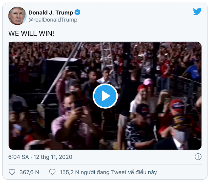 Tổng thống Trump tuyên bố sẽ chiến thắng trong cuộc bầu cử 2020.
