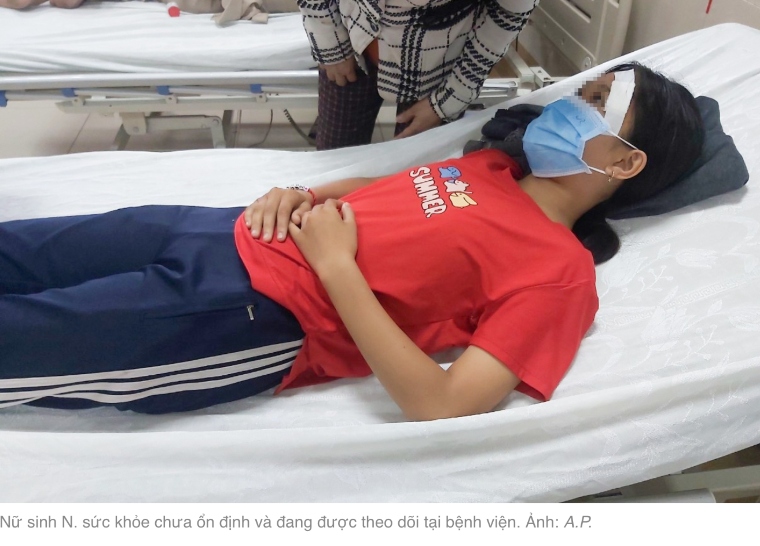 Nữ sinh bị đánh sau va chạm giao thông hiện sức khỏe chưa ổn định.
