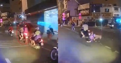 Clip: Bố vít ga khiến con ngã lộn nhào xuống đường, phóng xe chạy thẳng không hề biết