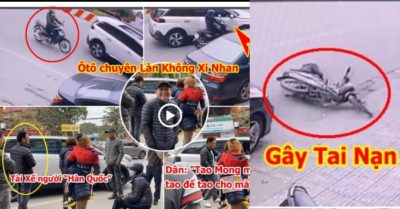 Video tài xế người Hàn bất ngờ tạt đầu ôtô lại không xi nhan, khiến người phụ nữ đi xe máy ngã sõng soài