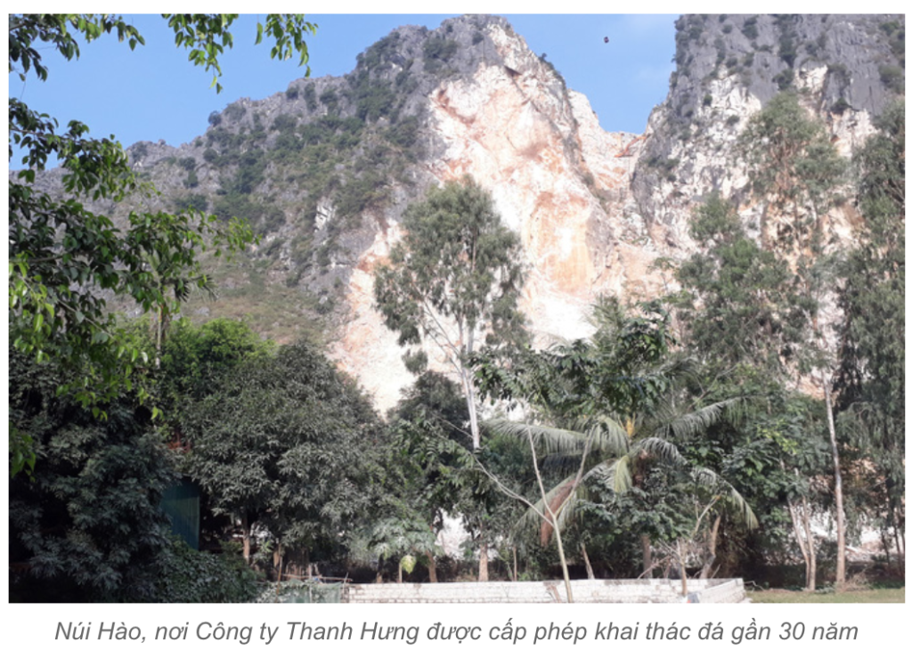 Núi Hào, nơi Công ty Thanh Hưng được cấp phép khai thác đá gần 30 năm