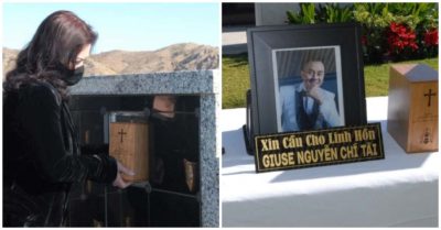 Ca sĩ Phương Loan ‘bé Heo’ của Chí Tài đã mang tro cốt chồng đặt ở nơi yên nghỉ