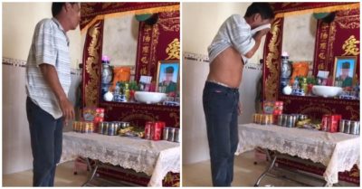 Bố đứng trước di ảnh con trai vừa mắng vừa khóc, rồi đưa tay quệt những giọt nước mắt chảy dài