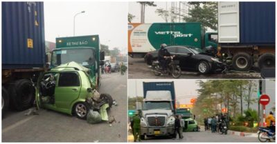 Video hiện trường vụ xe thư báo Viettel Post tông liên hoàn nhiều ôtô dừng đèn đỏ