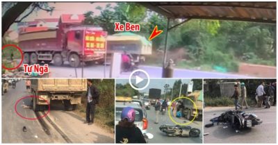 Video khoảnh khắc tự ngã, người đàn ông đi xe máy bị xe ben chèn qua người thiệt mạng
