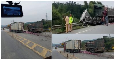 Xe đầu kéo húc vào đuôi container khiến cabin bẹp dúm, tài xế nguy kịch