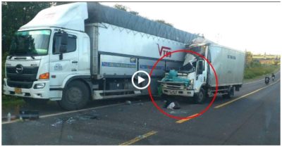 Video hiện trường vụ xe thư báo tông đuôi xe tải đậu bên đường, 2 người thương vong