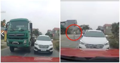 Ôtô lấn sang làn ngược chiều còn bắt xe khác nhường đường
