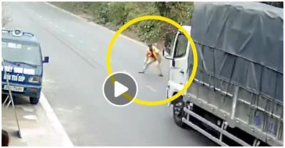 Video tài xế phanh cháy lốp cứu người đàn ông lao vào trước đầu xe xin tiền