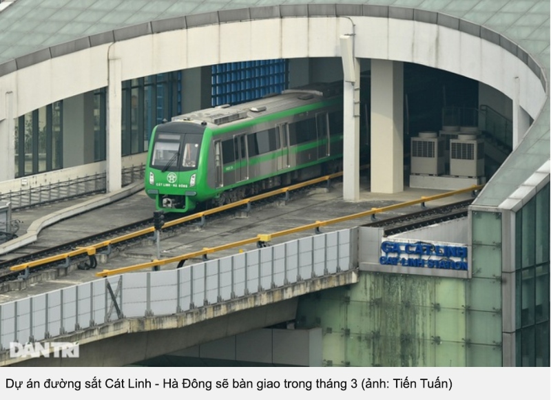 Dự án đường sắt Cát Linh - Hà Đông sẽ bàn giao trong tháng 3