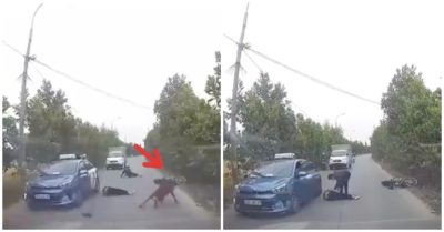 Tông vào con bê chạy qua đường, nam thanh niên ngã nằm bất động tại chỗ