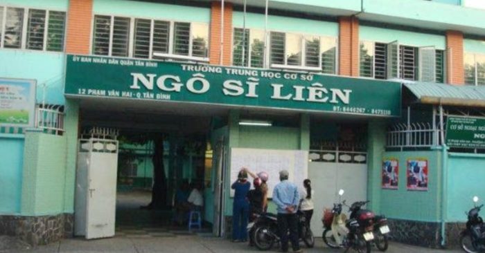 Trường THCS Ngô Sĩ Liên nơi em T. tự té lầu xuống đất.