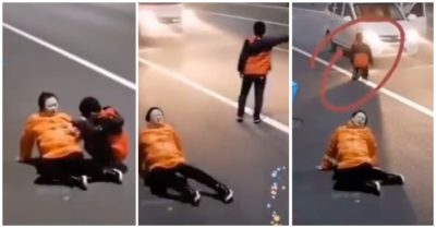 Video mẹ đau bụng chuyển dạ giữa đường, bé trai quỳ gối xin sự giúp đỡ