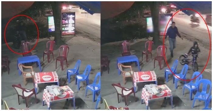 Hình ảnh nam tài xế cứu bé trai bị rơi xuống mương.