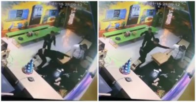 Video người phụ nữ đang ngồi ôm con, bị 2 gã đàn ông xông vào đánh tới tấp