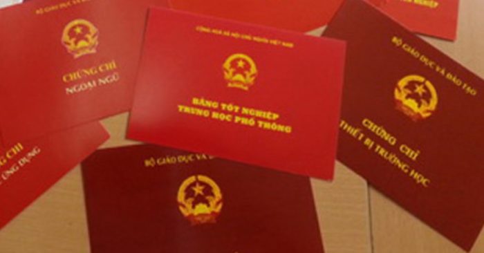 sử dụng bằng giả để xin việc.