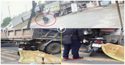 3 thanh niên đèo nhau tông vào đuôi xe tải đỗ bên đường