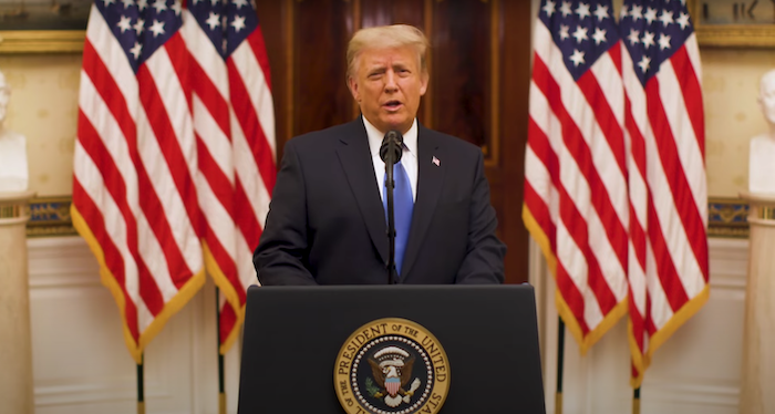 Tổng thống Mỹ Donald Trump phát biểu chia tay vào ngày 19/1/2021 (ảnh chụp video).
