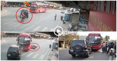 Khoảnh khắc xe khách tông trực diện xe máy và ôtô con tại ngã 3