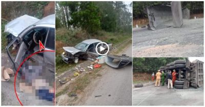 Ôtô bán tải hư hỏng nặng, tài xế nguy kịch sau cú tông trực diện với xe tải chở đá