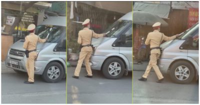 Tài xế ôtô 16 chỗ lái xe đẩy lùi CSGT khi bị yêu cầu dừng kiểm tra