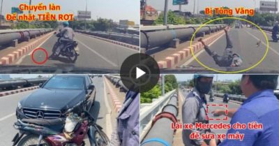 Hành động ấm áp của chủ xe Mercedes khi tông trúng xe máy chuyển làn ẩu