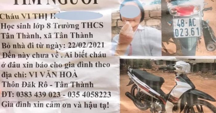 Hơn nửa tháng nay, cháu H.M. mất liên lạc với gia đình.