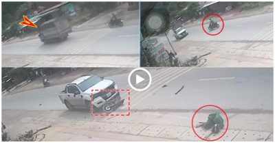 Video sang đường khuất sau xe tải đi phía trước, người đàn ông bị ôtô bán tải tông văng