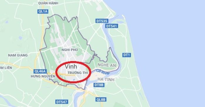 Một số khu vực ở TP Vinh có cơn địa chấn, ảnh: Google Maps.