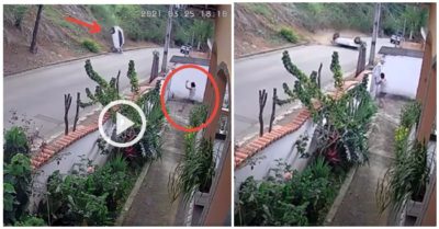 Video người phụ nữ hét lớn khi chứng kiến cảnh ôtô lao từ trên đồi xuống đường