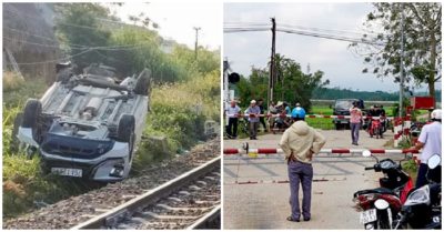 Video tàu hỏa tông ô tô: Đèn đỏ bật nhưng chưa kéo gác chắn