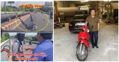 Sau khi hỗ trợ tiền sửa xe, tài xế Mercedes tiếp tục mua xe máy tặng cho người va quẹt mình