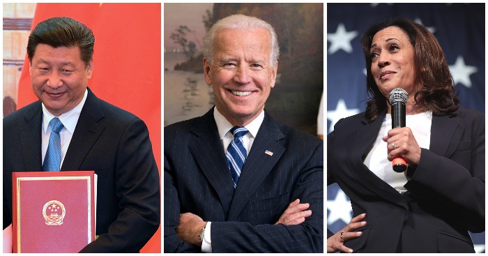 Chủ tịch Trung Quốc Tập Cận Bình; Tổng thống Mỹ Joe Biden; Phó Tổng thống Mỹ Kamala Harris (ảnh: Wikimedia Commons).