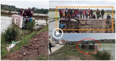 Video xe khách lật nhào xuống ruộng, hàng chục công nhân hoảng loạn tìm cách thoát ra ngoài