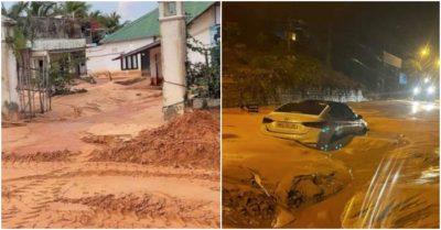 Sau mưa, lũ bùn đỏ đổ xuống vùi lấp đường sá, nhà hàng tại Mũi Né