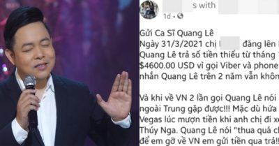 Quang Lê bị tố nợ 4600 USD suốt 2 năm không trả: Chủ tài khoản tố cáo lên tiếng